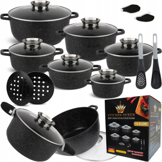 Sada hliníkových hrncov KITCHEN QUEEN PREMIUM, 18 ks.