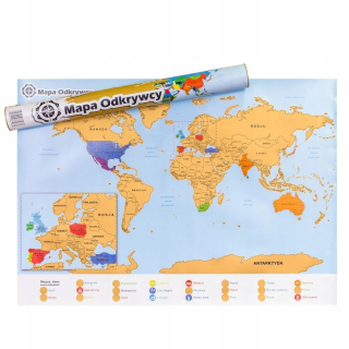 Mapa World Explorer's, TRAVELLER stierací žreb + tuba