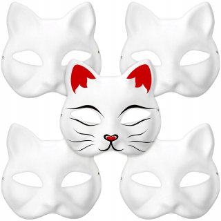 Vianočná dekorácia na stôl - Maska tváre pre Halloween Cat Empty Therian 5 ks