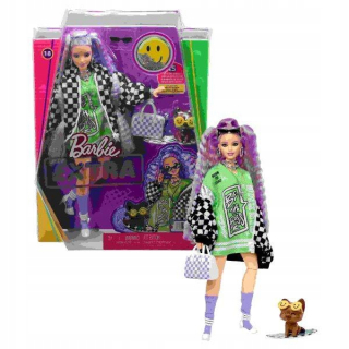 Šachovnicová bunda pre bábiku Barbie/svetloružové vlasy HHN10