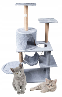 Škrabadlo pre mačky, posteľ, veža, domček, 5 úrovní, šedá
