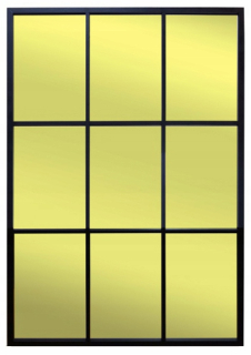 Zlaté zrkadlo v čiernej farbe s hliníkovým rámom Loft 9 Mriežka 70x100