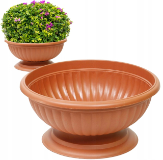 Forma-Plastový kvetináč 41,5 cm x 41,5 x 19 cm priemer 41,5 cm plastové odtiene hnedej a béžovej