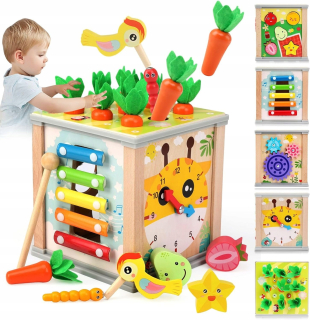 Multifunkčná Montessori drevená hračka 6v1