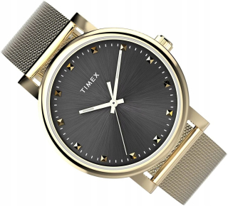 MÓDNE ZLATÉ DÁMSKE HODINKY TIMEX TW2W19500 GOLD MESH TRANSCEND - SET!