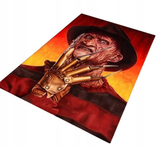 Moderný koberec s 3D motívom Freddy Krueger z hororového filmu