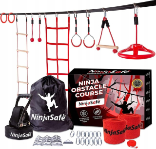 NINJA PREKÁŽKOVÁ DRÁHA na dvore pre deti LANOVÝ PARK 15,7m 10 prekážok