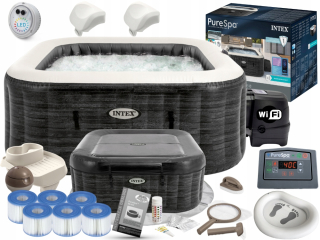 Štvorcový nafukovací hydromasážny bazén Intex 1098 l