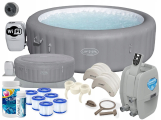 Záhradná vírivka - Guľatý nafukovací hydromasážny bazén Bestway 1350 l + 11 ďalších produktov