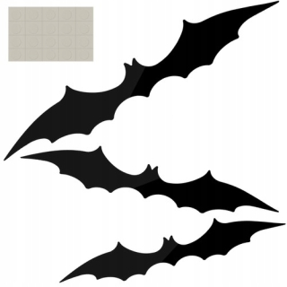 Halloweenska dekorácia netopier Sada čiernej fólie x 3 ozdoby Dekorácie