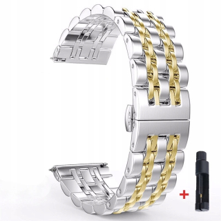 HUAWEI WATCH GT 2 SAMSUNG GALAXY 3 GEAR S3 NÁRAMOK 22mm STRIEBORNÝ ZLATÝ