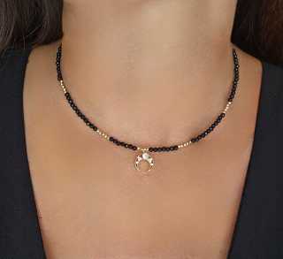 Prelamovaný náhrdelník Moon choker so zirkónmi Moon