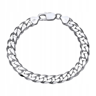 Pánsky strieborný náramok, 925 SILVER, diamantový výbrus, 7 mm, PLNÝ