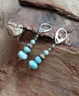 Larimar náušnice Bali strieborné, jedinečná príležitosť