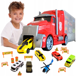Nákladné auto pre deti - Obrovský nákladný automobil 53 cm odťahovací vozík s odpaľovačom automobilov