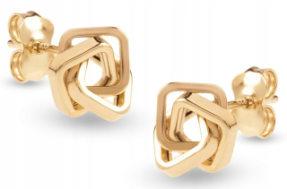 ORIGINÁL ZLATÉ GEOMETRICKÉ BLOKOVÉ NÁUŠNICE 14KT 585