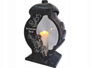 RODIČIA RODIČOM SVIEČKY SVIEČKY LAMPY NA HROB OB ČIERNY MRAMOR + LED POSTAVIČKA