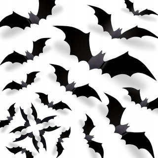 HALLOWEENSKÉ OZDOBY 3D NÁLEPKA NETOPIERA 70 KS.