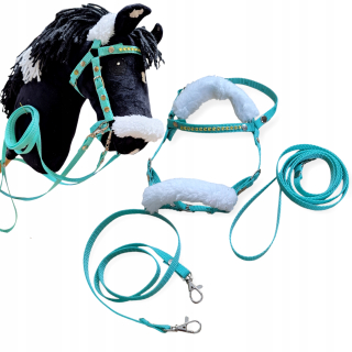 Ohlávka/uzda s kožušinou pre koníka Hobby-a3 -a4-a5-lanyard, opraty, farby