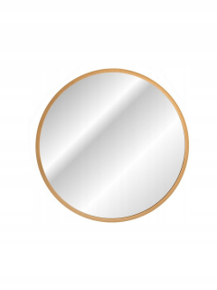 Okrúhle nástenné zrkadlo 60 cm so zlatým kovovým rámom a osvetlením