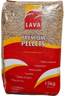 LÁVOVÉ PELETY PREMIUM DREVENÉ PELETY 100% KONIFFERENTNÉ 65 VRECÍ 975kg KURIÉR