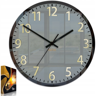 Nástenné hodiny ModernClock, čierne, odtiene sivej, zlatej, 30 cm