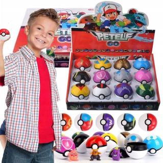 Figúrka - POKEMON 12 KS POKEBAL + 12 KS POSTAVIČKY HRAČKA