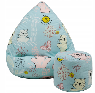 Sedací vak pre deti - Sedadlo vrecia na kreslo Pouf + Footrest