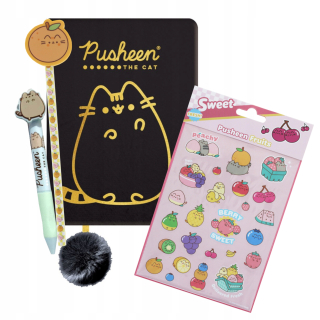 Zápisník A5 St. Majewski Pusheen čierna, odtiene žltej a zlatej