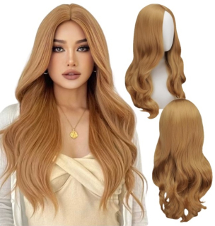 Dámska dlhá syntetická tmavá blond vlasová parochňa Hopki