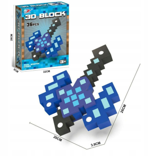 MINECRAFT 3D bloková penová sekera 36 kusov