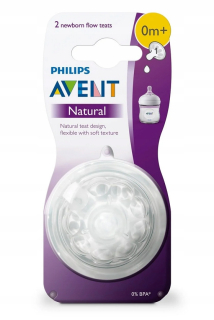 Cumlík na fľašu - Cumlík Philips Avent 2 ks pre fľašu Natural 2,0 Mini 0m+