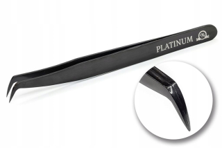 Čierna PLATINUM pinzeta na predlžovanie mihalníc Laserové ostrenie