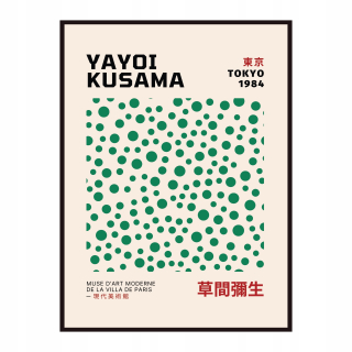 Plakát Yayoi Kusama: Zelené Bodky na Béžovom Pozadí - Ikona Súčasného Umenia