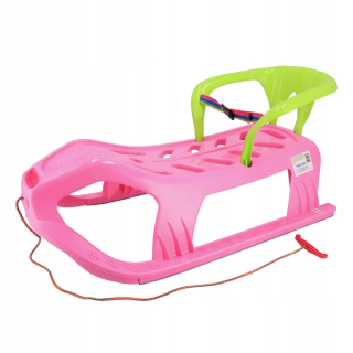 BABY MIX SNOW STAR PLASTOVÉ SÁNKY S CHRBTOM RUŽOVO RUŽOVÉ
