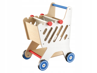Hravý drevený nákupný košík