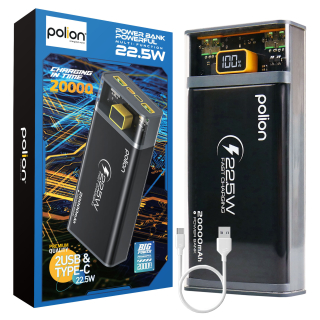 Powerbanka Polion 20000 mAh šedá