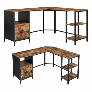 Vasagle LWD75X rohový písací stôl 150x137x75 cm čierno-hnedý