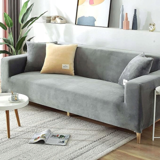 Ochranný poťah na trojmiestnu pohovku Velvet sivý 195-230 cm + 2 vankúšové poťahy