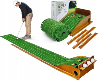 Prenosná golfová podložka s automatickým návratom 3 loptičiek a 2 jamiek
