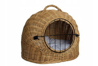 Prútený domček pre mačky Cuda, odtiene hnedej, okrúhly, 50 cm x 40 cm