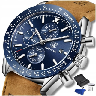 BENYAR PÁNSKE HODINKY KLASICKÉ ELEGANTNÉ CHRONOGRAF DÁTUM