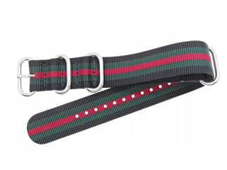 TEKLA PÁRKA N183 18mm NATO ČIERNA ZELENÁ ČERVENÁ UNISEX HLADKÁ