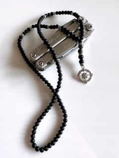 Pánsky náhrdelník Compass rose Polar star ónyx