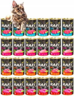 Mokré krmivo Rafi Cat pre dospelé mačky, mix 24 × 400 g
