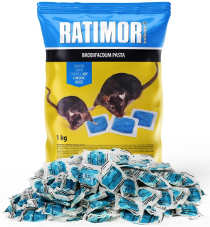 Ratimor myš a potkany silná jedovatá modrá pasta