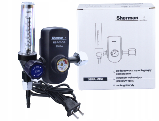 Prietokomerný regulátor - Reduktor AR/CO2 s 36 V mini Sherman ohrievač