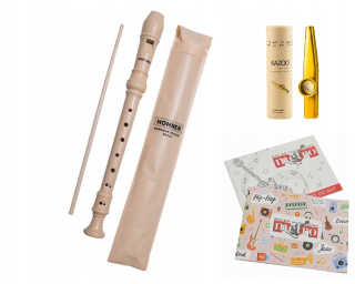HOHNER 9319 RENAISSANCE RECORDER RECORDER + Púzdro + KOVOVÝ KAZOO S POUZDROM + NOTEBOOK