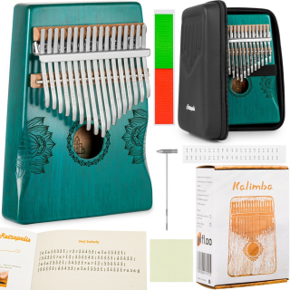 Hudobný nástroj Retropolis kalimba drevený mahagón OCEAN BLUE