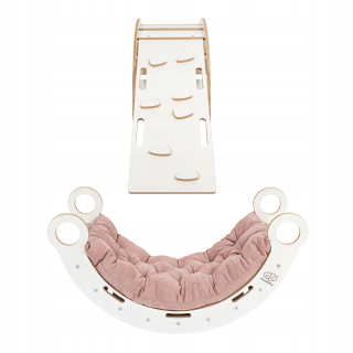 Rocker a rebrík s ružovým vankúšom Large Dream Rocker White Wood